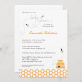Invitation Baby shower des abeilles en effervescen (Devant / Derrière)