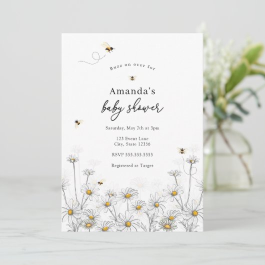 Invitation Baby shower des abeilles et maries (Debout devant)