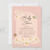 Invitation Baby shower des abeilles rose floral (Devant)