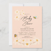 Invitation Baby shower des abeilles rose floral (Devant)
