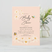 Invitation Baby shower des abeilles rose floral (Debout devant)