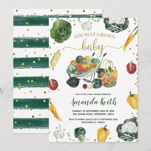 Invitation Baby shower des agriculteurs (Devant / Derrière)