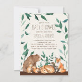 Invitation Baby shower des amis des animaux de boi (Devant)