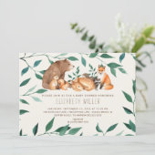 Invitation Baby shower des amis des animaux de la forêt (Debout devant)