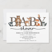 Invitation Baby shower des animaux boisés de forêt rustique (Devant)