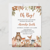Invitation Baby shower des animaux Citrouilles de bois (Devant)