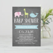 Invitation Baby shower des animaux | de baby shower (Debout devant)