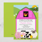 Invitation Baby shower des animaux de Barnyard Inv (Devant / Derrière)