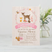Invitation Baby shower des animaux de bois de cerf (Debout devant)