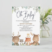 Invitation Baby shower des animaux de bois de feuillage (Debout devant)