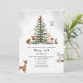 Invitation Baby shower des animaux de bois de Noël (Debout devant)