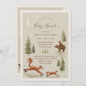 Invitation Baby shower des animaux de bois neutres (Devant / Derrière)