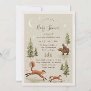 Invitation Baby shower des animaux de bois neutres