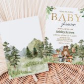 Invitation Baby shower des animaux de bois verdoyants