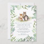 Invitation Baby shower des animaux de bois verdoyants (Devant)