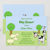Invitation Baby shower des animaux de ferme (Devant / Derrière)
