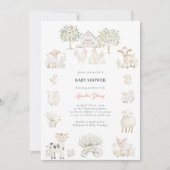 Invitation Baby shower des animaux de ferme (Devant)