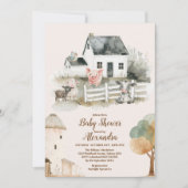 Invitation Baby shower des animaux de ferme aquarelle (Devant)
