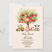 Invitation Baby shower des animaux de ferme aquarelle (Devant)