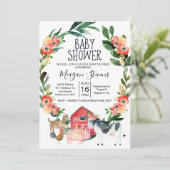 Invitation Baby shower des animaux de ferme de la  (Debout devant)