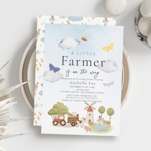 Invitation Baby shower des animaux de ferme des petits agricu