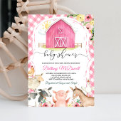 Invitation Baby shower des animaux de ferme roses filles
