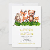 Invitation Baby shower des animaux de forêt mignon (Devant)