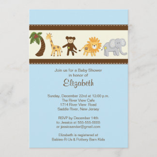 Invitation Baby shower des animaux de Jungle Safari