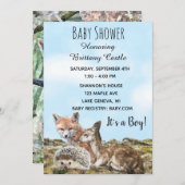Invitation Baby shower des animaux de la créature des bois (Devant / Derrière)