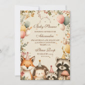 Invitation Baby shower des animaux de la fête des bois (Devant)