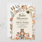 Invitation Baby shower des animaux de la forêt d'automne (Devant)