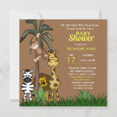 Invitation Baby shower des animaux de la jungle (Devant)