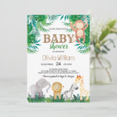 Invitation Baby shower des animaux de la jungle (Debout devant)