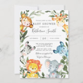 Invitation Baby shower des animaux de la jungle (Devant)