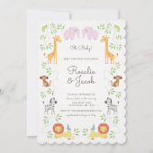 Invitation Baby shower des animaux de la jungle (Devant)