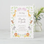 Invitation Baby shower des animaux de la jungle (Debout devant)