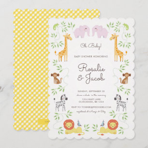 Invitation Baby shower des animaux de la jungle