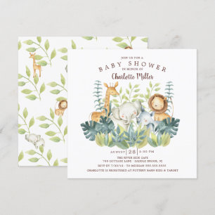 Invitation Baby shower des animaux de la jungle