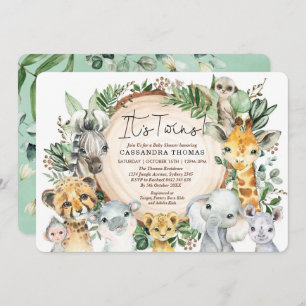Invitation Baby shower des animaux de la Jungle de verdure