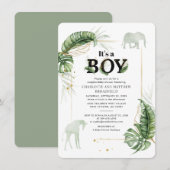 Invitation Baby shower des animaux de la Jungle Elephant Coup (Devant / Derrière)