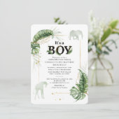 Invitation Baby shower des animaux de la Jungle Elephant Coup (Debout devant)