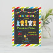 Invitation Baby shower des animaux de la jungle fine Invitati (Debout devant)