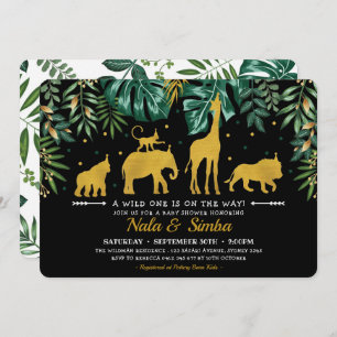 Invitation Baby shower des animaux de la jungle tropicale