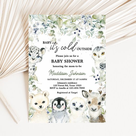 Invitation Baby shower des animaux de l'Arctique