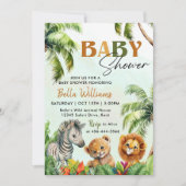 Invitation Baby shower des animaux de Safari de la Jungle tro (Devant)