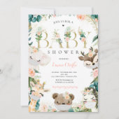 Invitation Baby shower Des Animaux De Safari Vert Et Or (Devant)