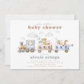 Invitation Baby shower des animaux de train | Trai (Devant)