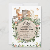 Invitation Baby shower des animaux des bois (Devant)