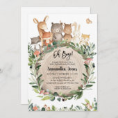 Invitation Baby shower des animaux des bois (Devant / Derrière)