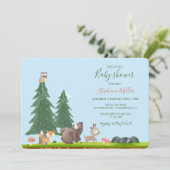 Invitation Baby shower des animaux des bois (Debout devant)